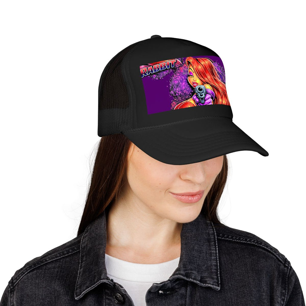 Vixen Rabbit Gun Toting Designer Foam Trucker Hat by GT Artland