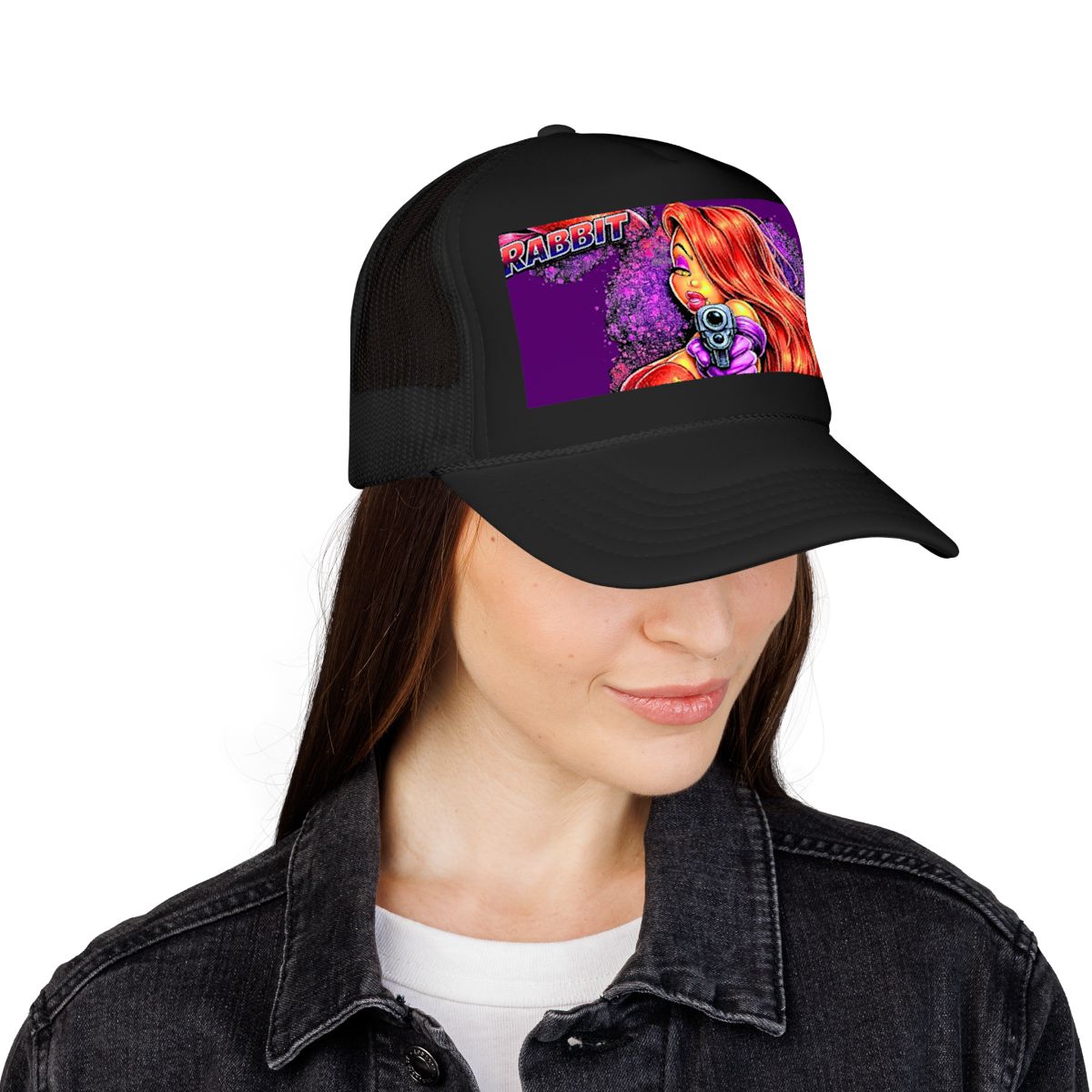 Vixen Rabbit Gun Toting Designer Foam Trucker Hat by GT Artland