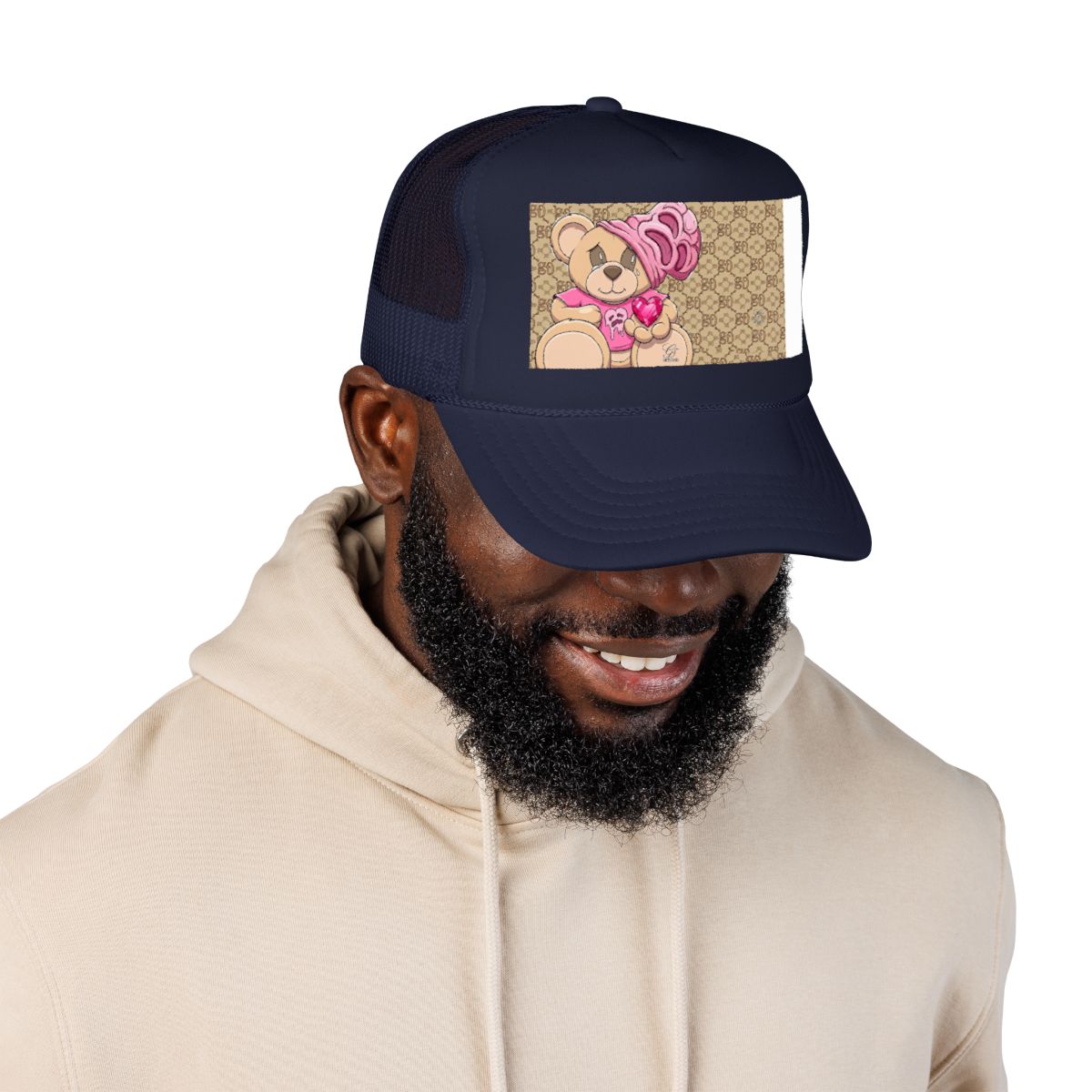 Pink Swag Goon Bear Foam Trucker Hat by GT Artland
