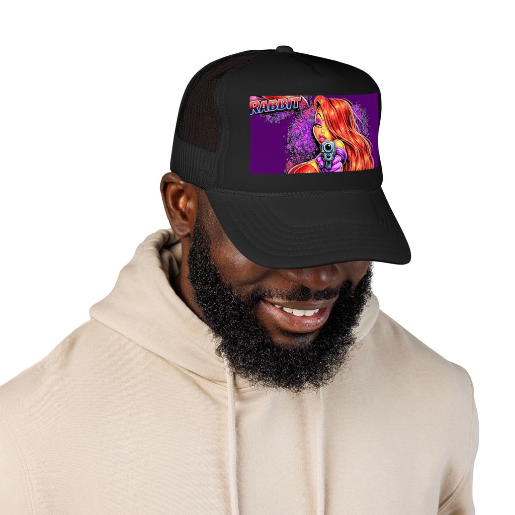 Vixen Rabbit Gun Toting Designer Foam Trucker Hat by GT Artland