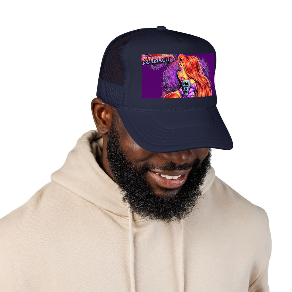 Vixen Rabbit Gun Toting Designer Foam Trucker Hat by GT Artland