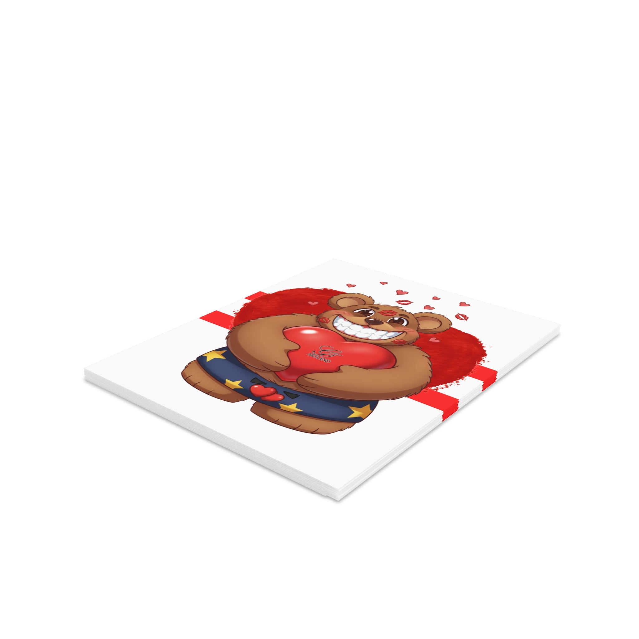 Tailored Wth Love Cute Bear Designer Greeting Cards  (8, 16, and 24 pcs) I Love You Graphic inside by GT Artland