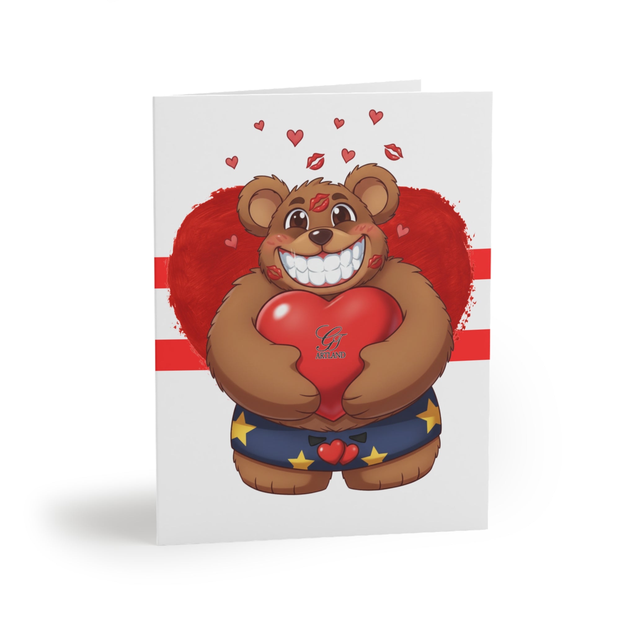 Tailored Wth Love Cute Bear Designer Greeting Cards  (8, 16, and 24 pcs) I Love You Graphic inside by GT Artland