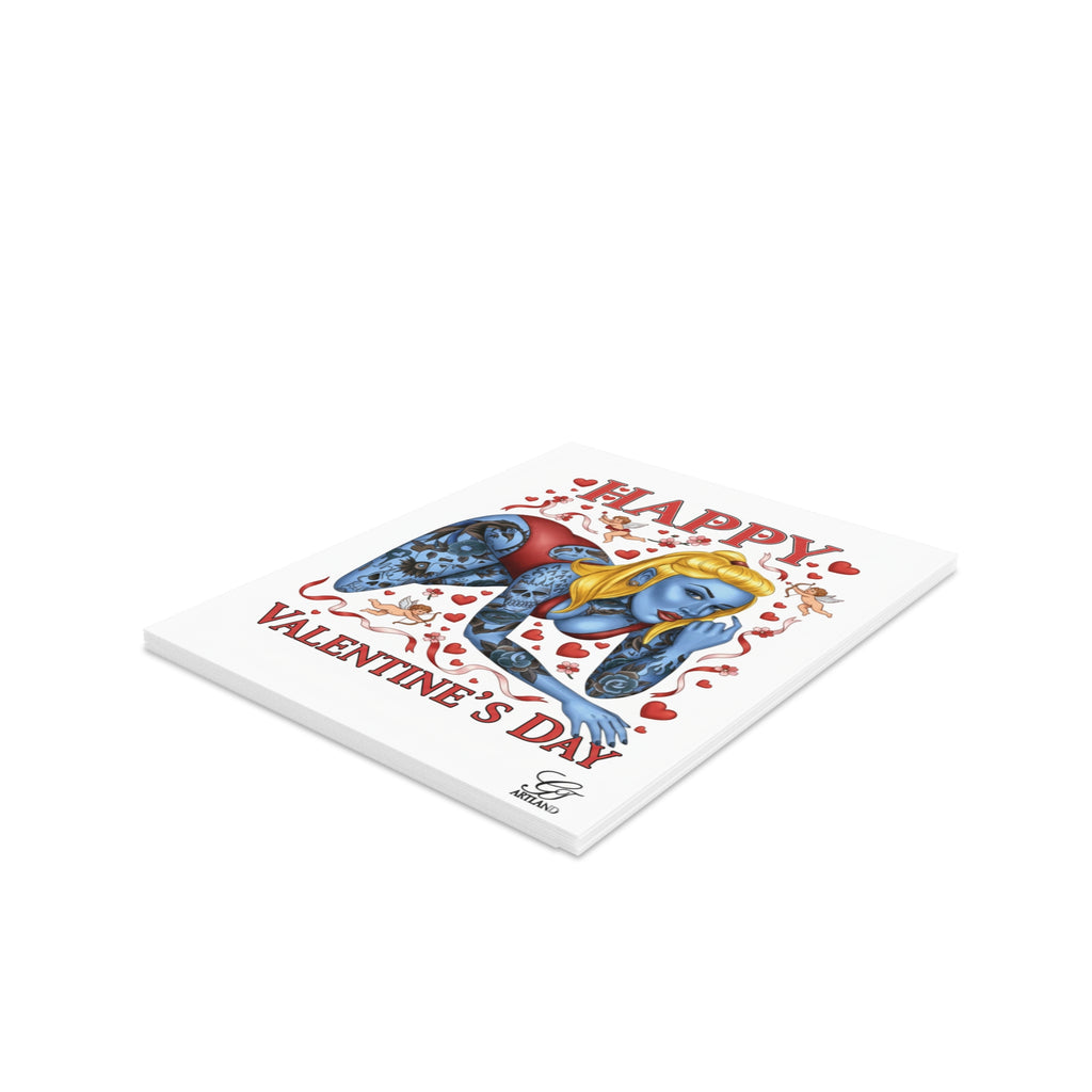 Happy Valentines Day Greeting Cards Blue Skin with Tattoos Erotic Sexy Model (8, 16, and 24 pcs)