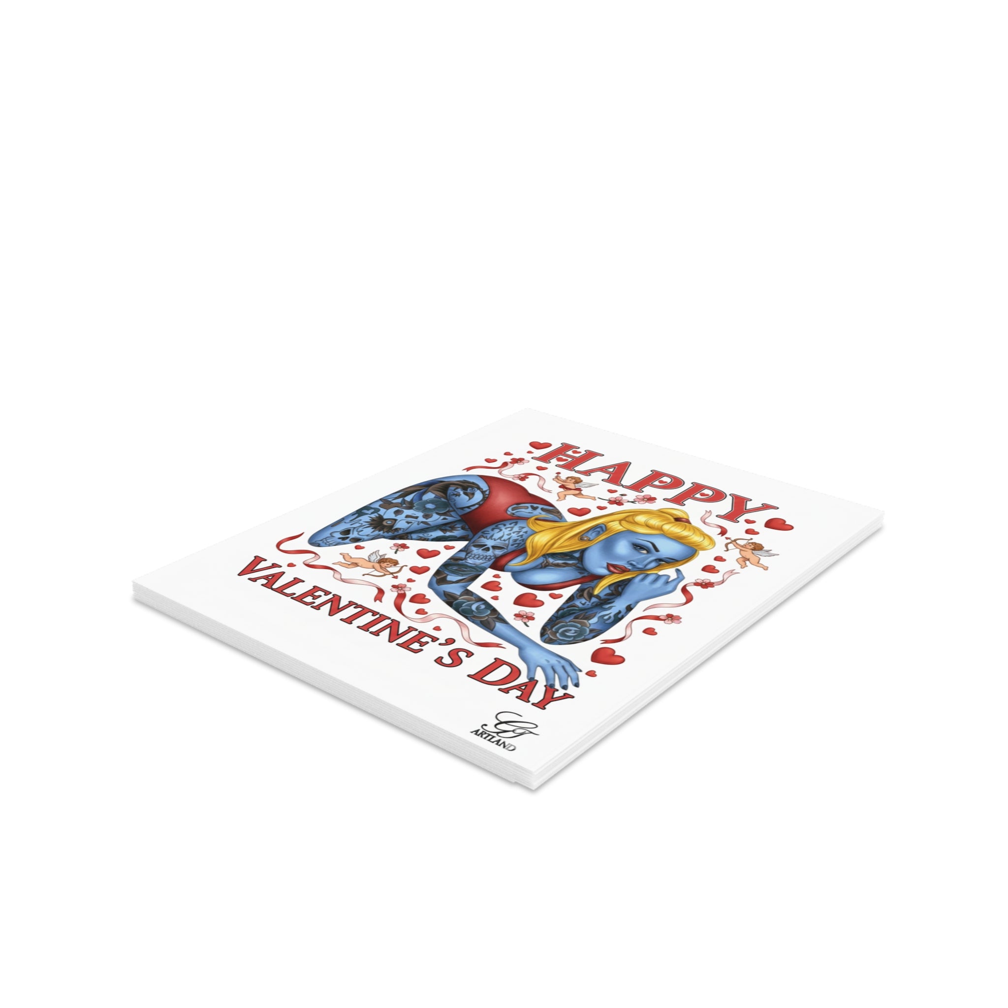 Happy Valentines Day Greeting Cards Blue Skin with Tattoos Erotic Sexy Model (8, 16, and 24 pcs)