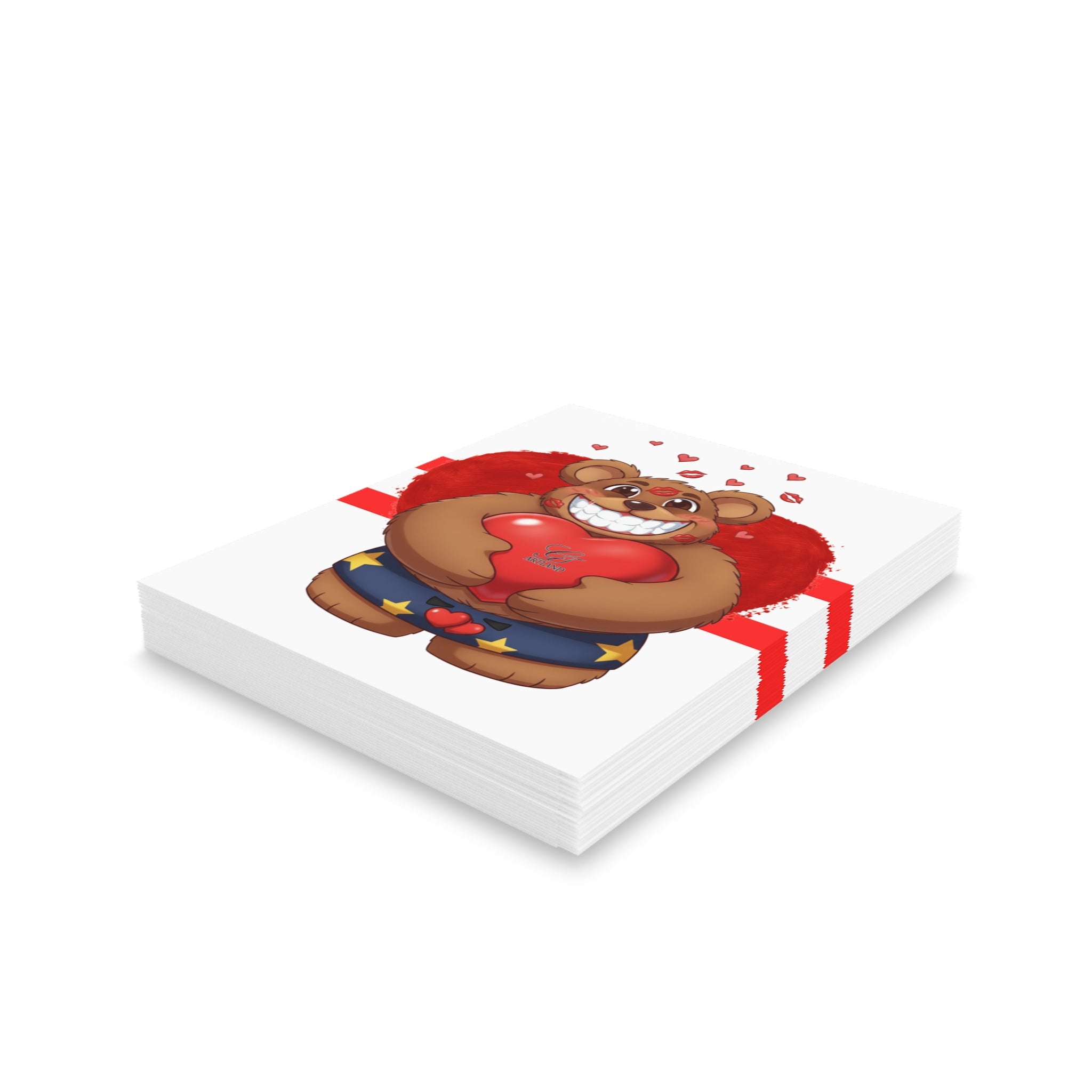 Tailored Wth Love Cute Bear Designer Greeting Cards  (8, 16, and 24 pcs) I Love You Graphic inside by GT Artland