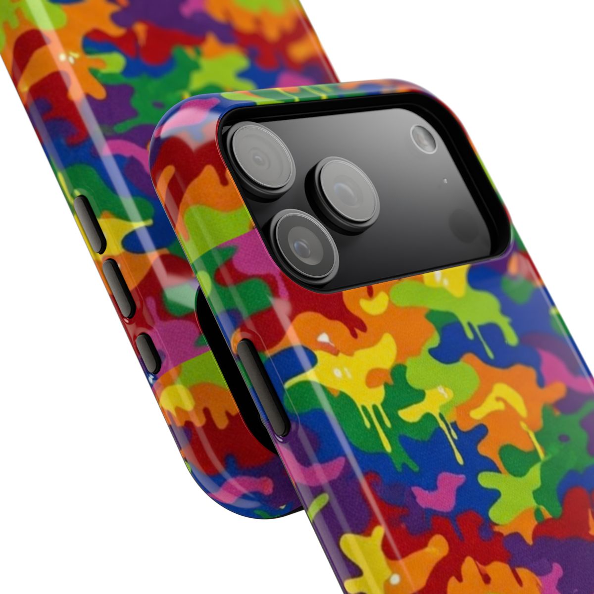Rainbow Designer Elite Camo Neon Camouflage Impact-Resistant Phone Case by GT Artland