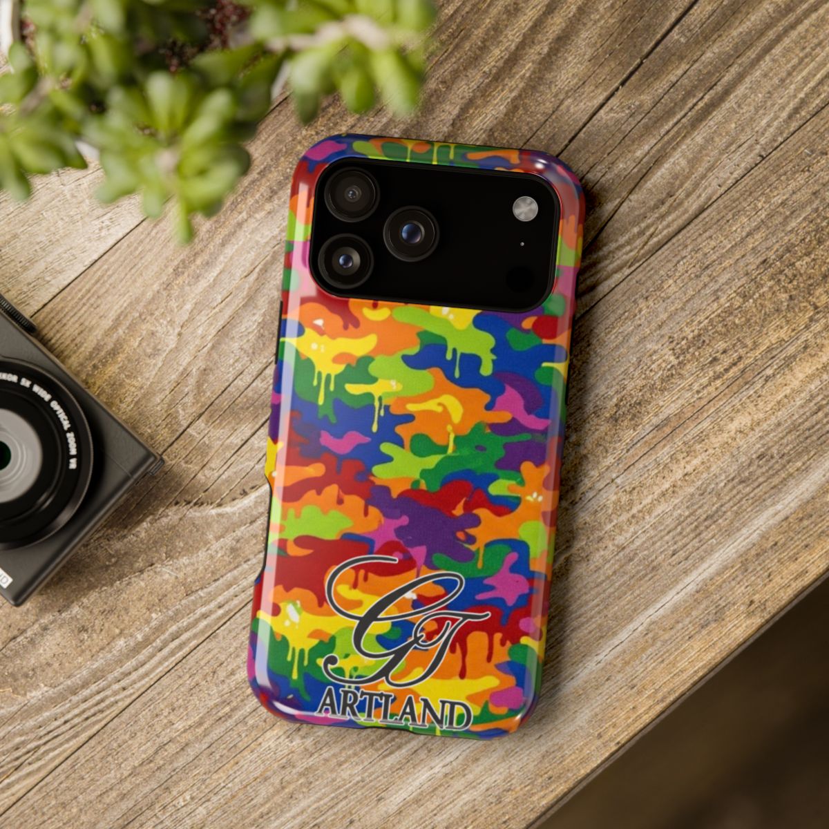 Rainbow Designer Elite Camo Neon Camouflage Impact-Resistant Phone Case by GT Artland