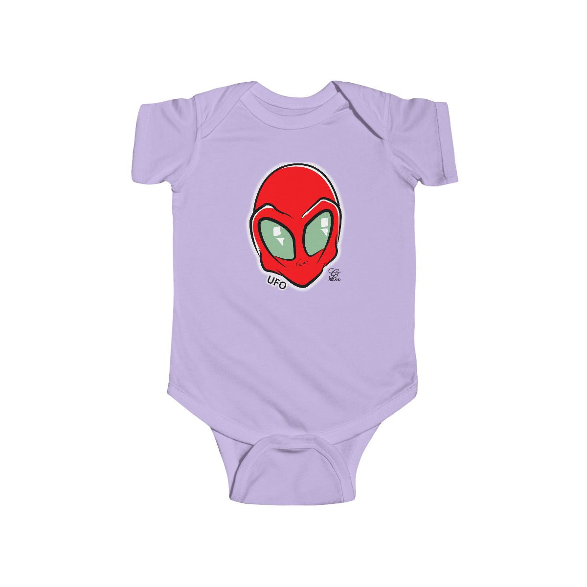Cute Red Alien Designer Head Infant Fine Jersey Bodysuit by GT Artland
