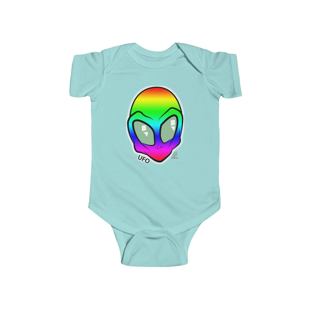 Rainbow Cute Alien Head Infant Fine Jersey Bodysuit by GT Artland