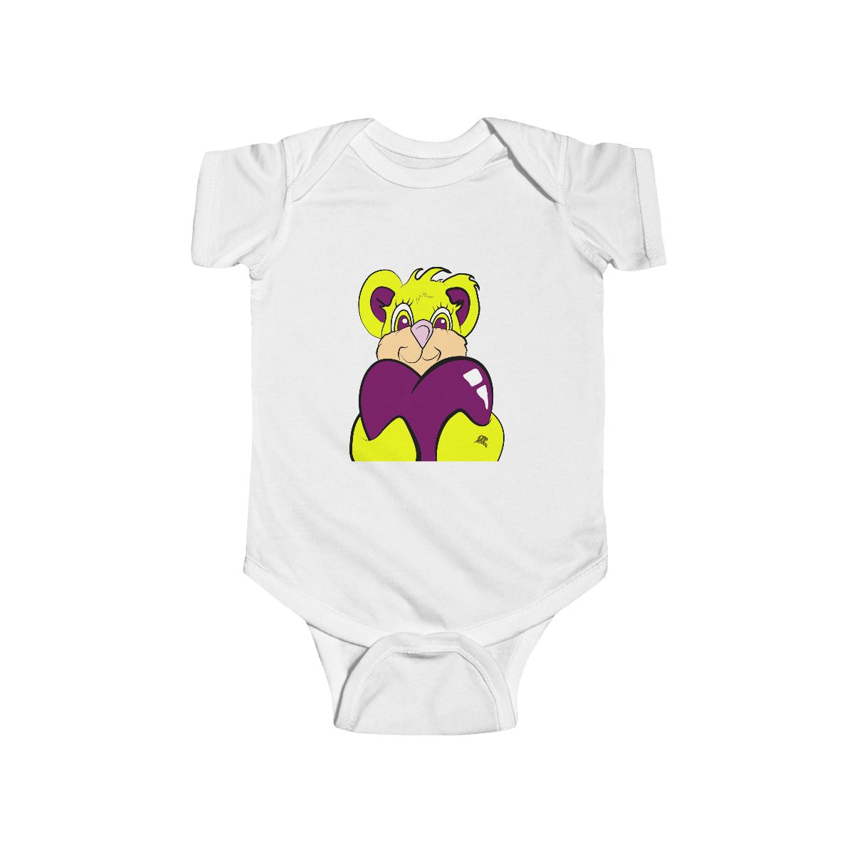Lakerz Teddy Bear Holding Heart Infant Fine Jersey Bodysuit by GT Artland