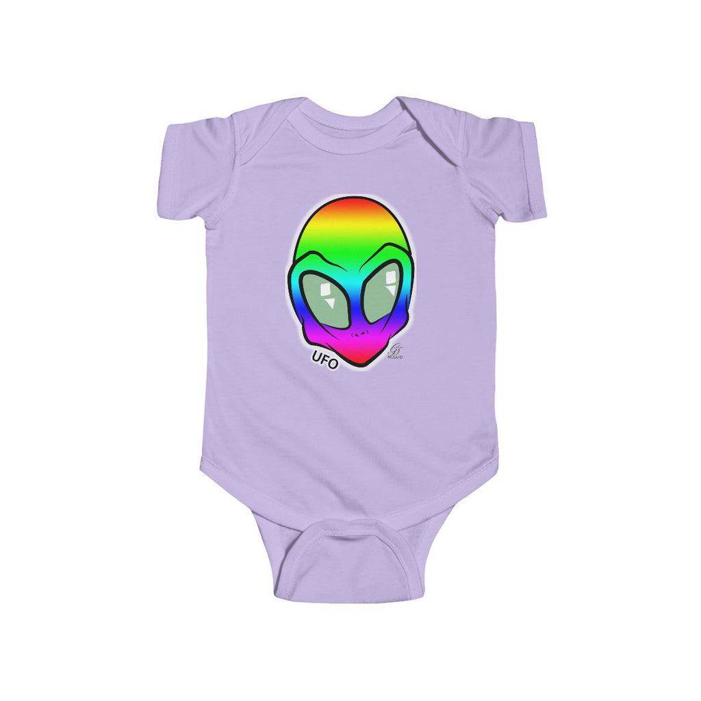 Rainbow Cute Alien Head Infant Fine Jersey Bodysuit by GT Artland