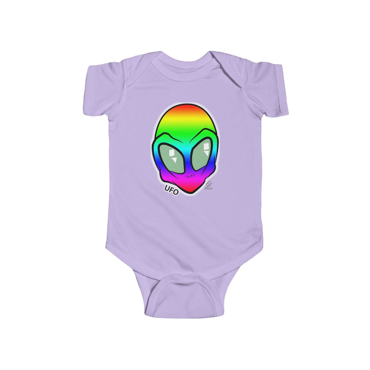 Rainbow Cute Alien Head Infant Fine Jersey Bodysuit by GT Artland