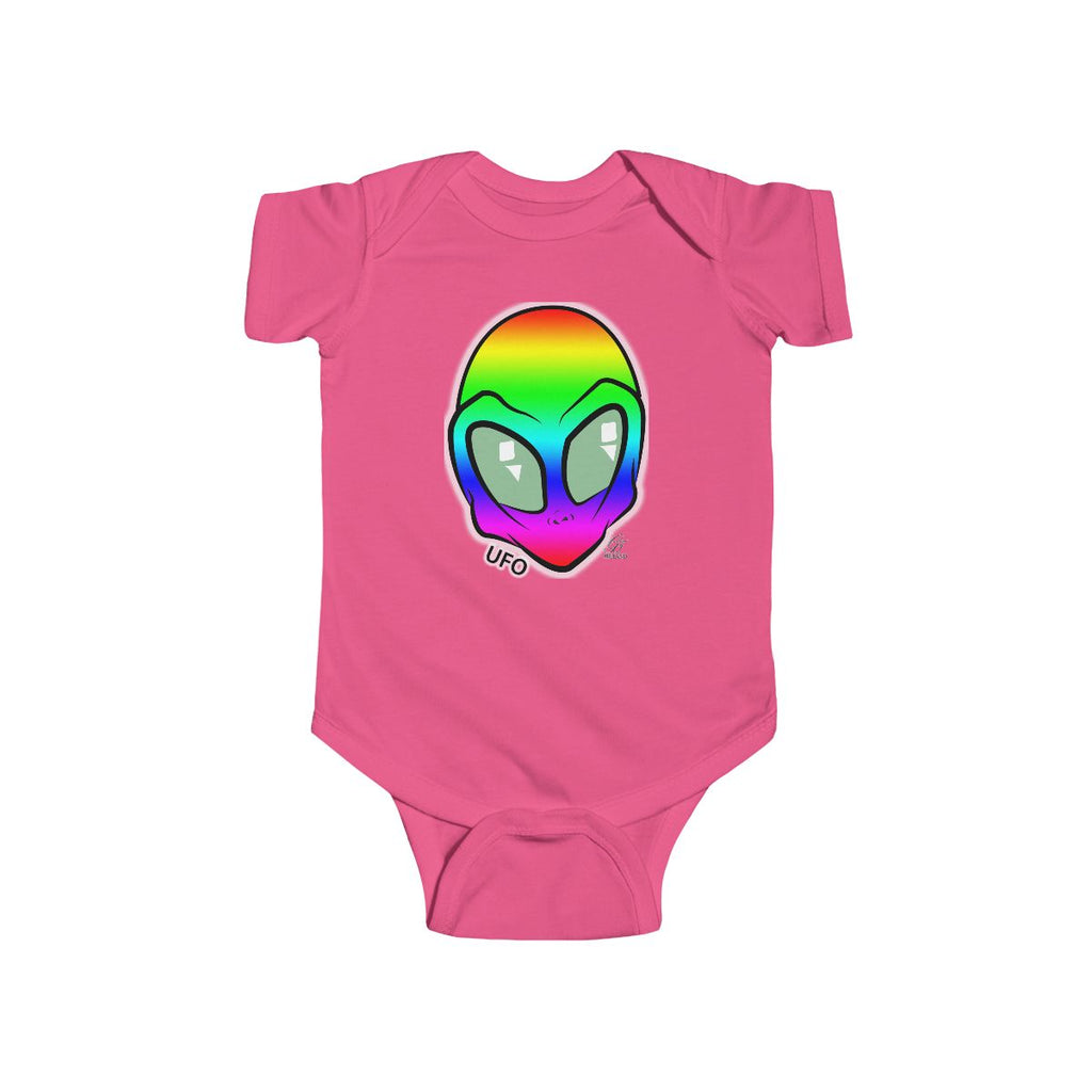 Rainbow Cute Alien Head Infant Fine Jersey Bodysuit by GT Artland
