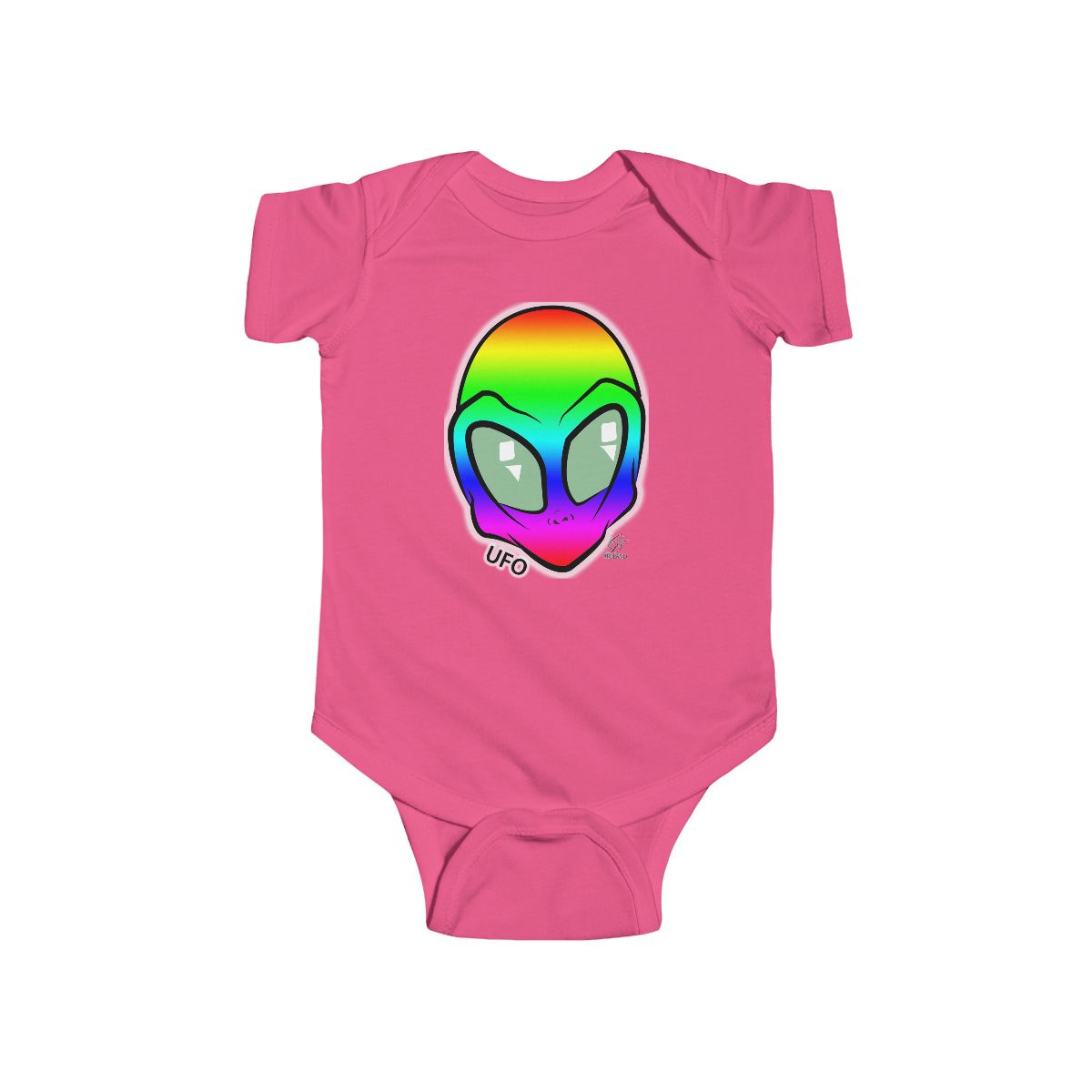 Rainbow Cute Alien Head Infant Fine Jersey Bodysuit by GT Artland
