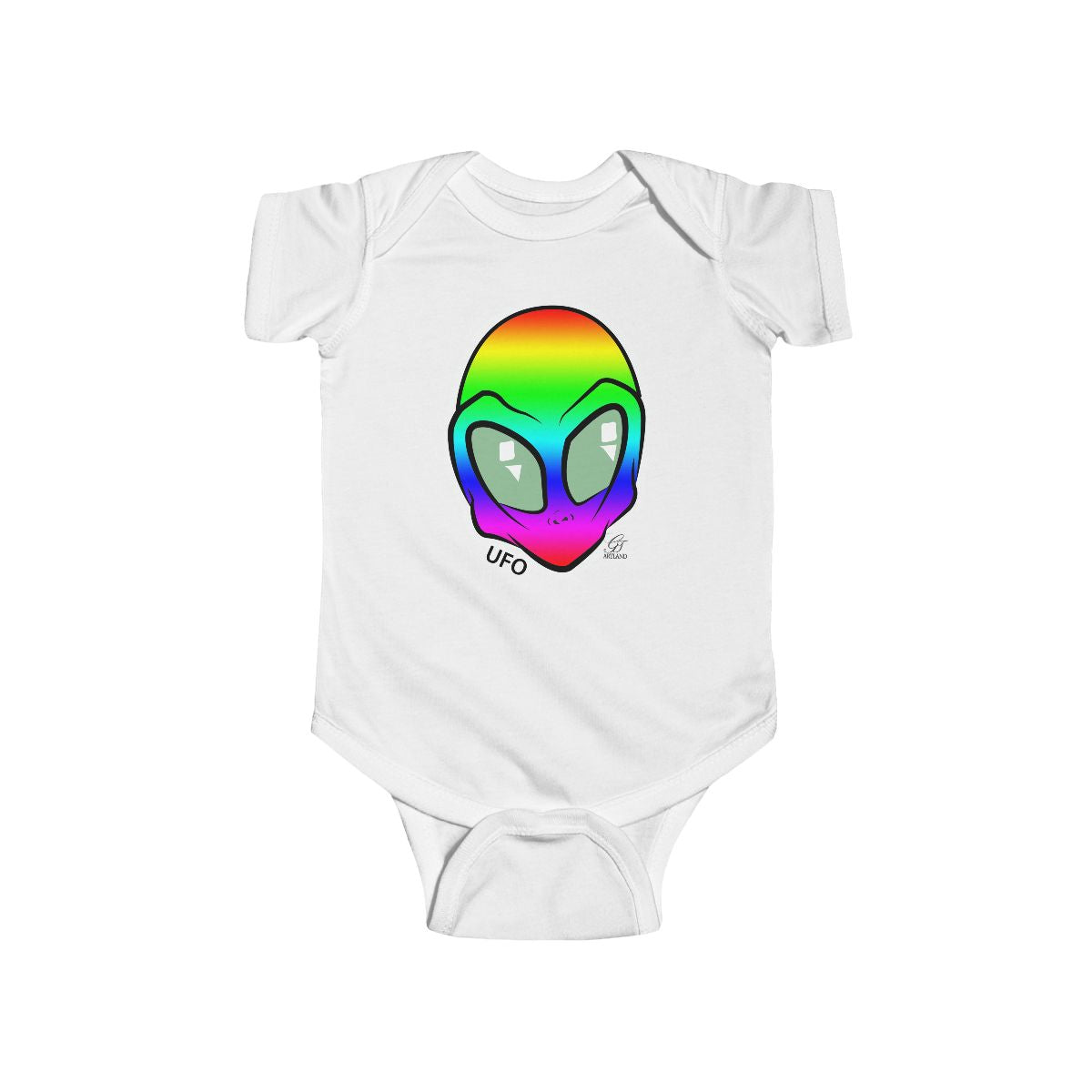 Rainbow Cute Alien Head Infant Fine Jersey Bodysuit by GT Artland