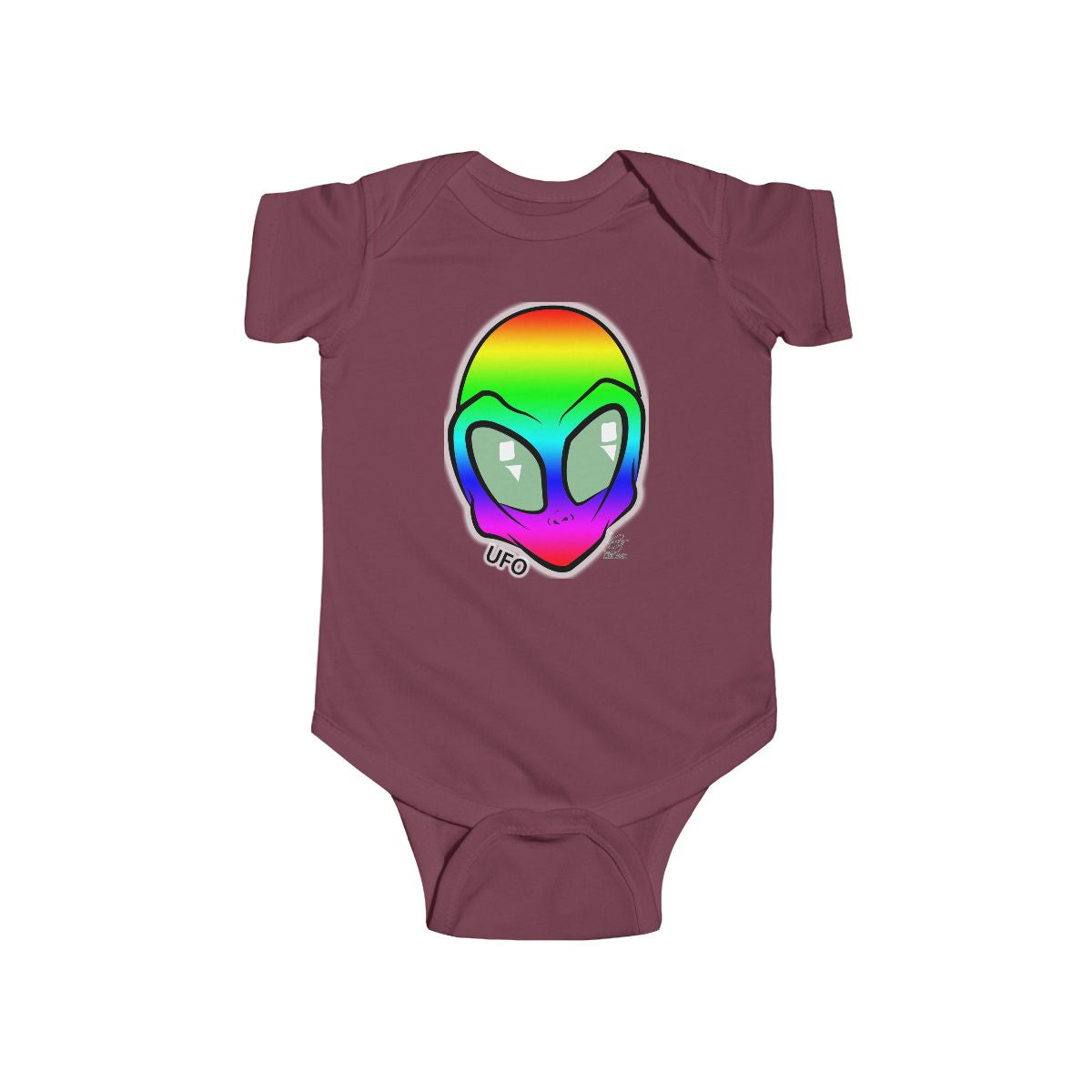 Rainbow Cute Alien Head Infant Fine Jersey Bodysuit by GT Artland