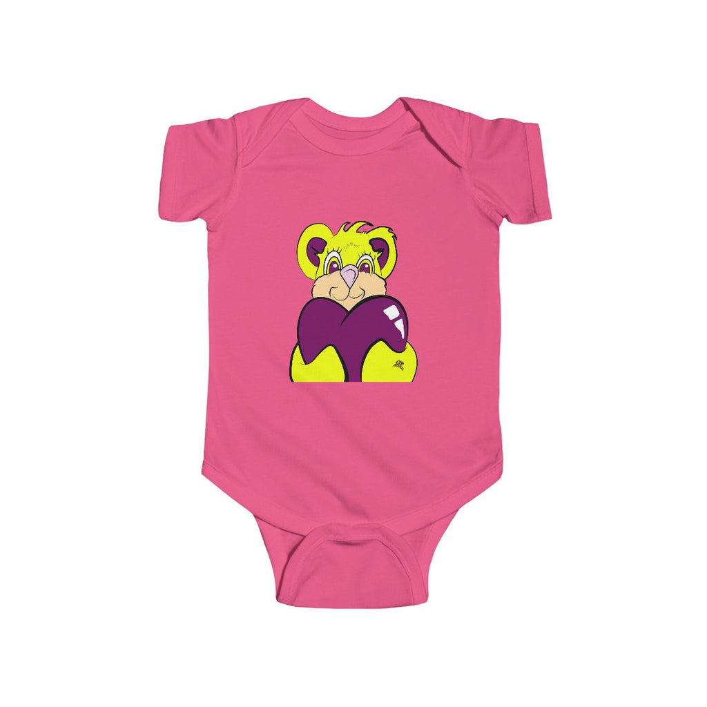 Lakerz Teddy Bear Holding Heart Infant Fine Jersey Bodysuit by GT Artland
