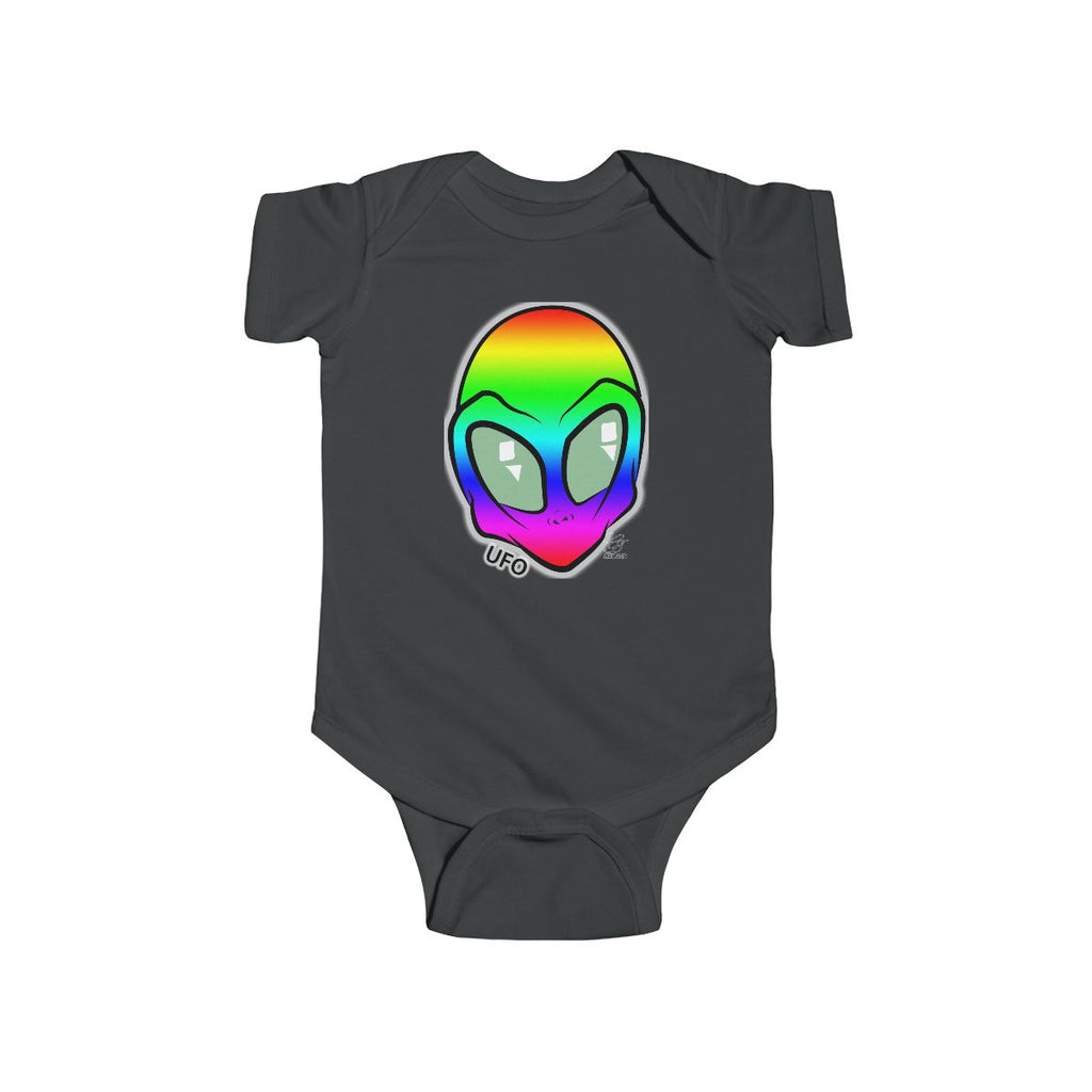 Rainbow Cute Alien Head Infant Fine Jersey Bodysuit by GT Artland