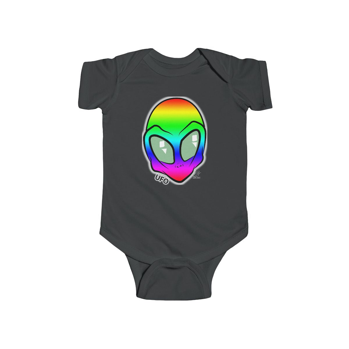 Rainbow Cute Alien Head Infant Fine Jersey Bodysuit by GT Artland