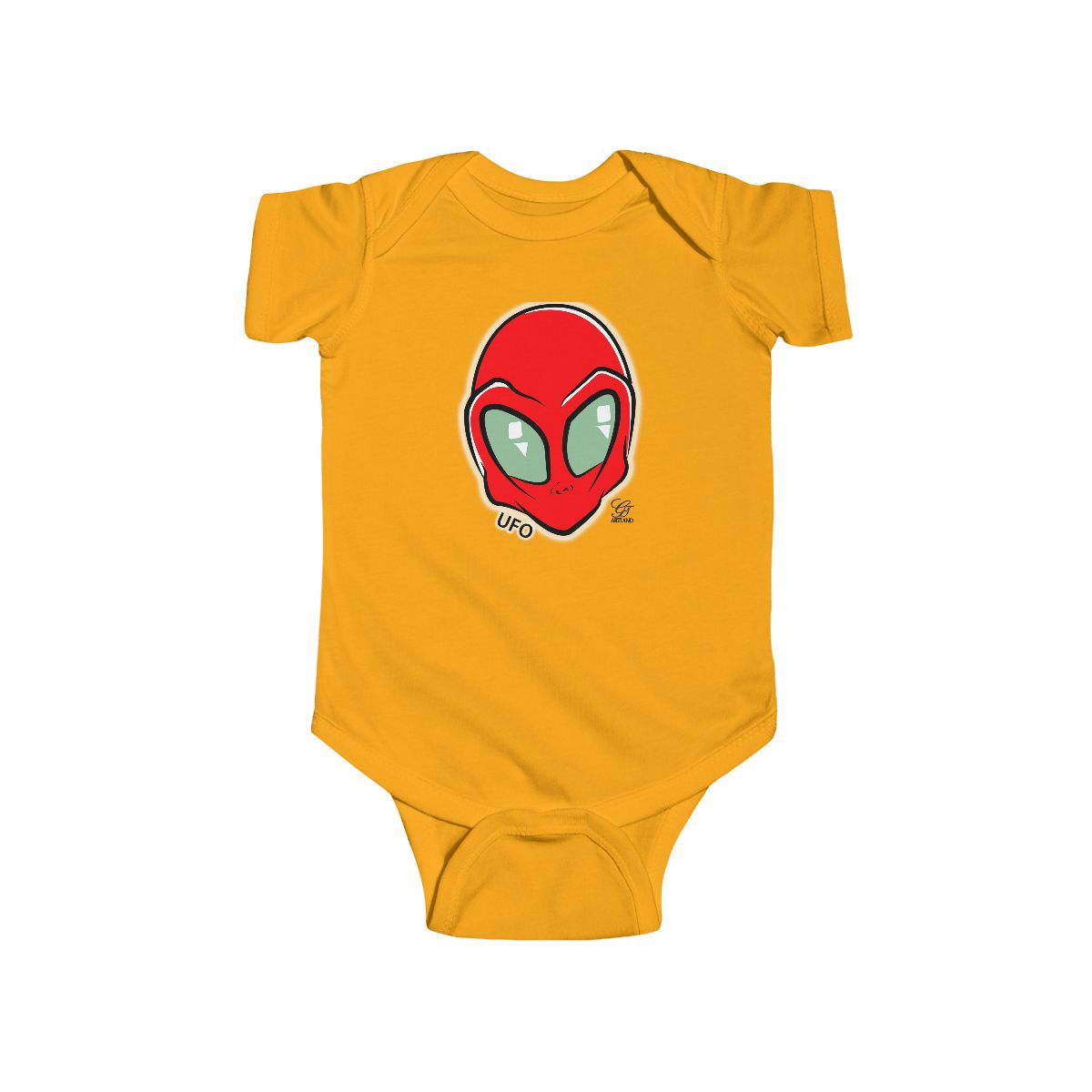 Cute Red Alien Designer Head Infant Fine Jersey Bodysuit by GT Artland