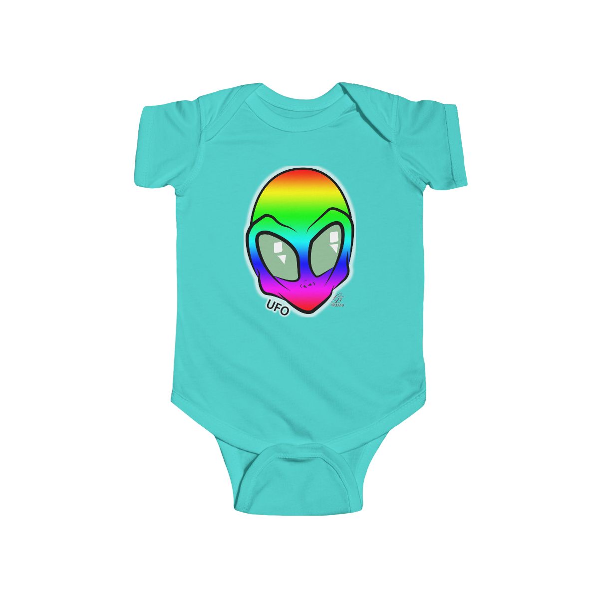 Rainbow Cute Alien Head Infant Fine Jersey Bodysuit by GT Artland