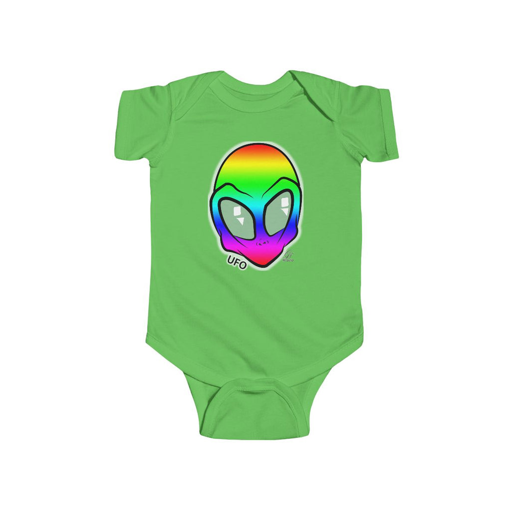 Rainbow Cute Alien Head Infant Fine Jersey Bodysuit by GT Artland