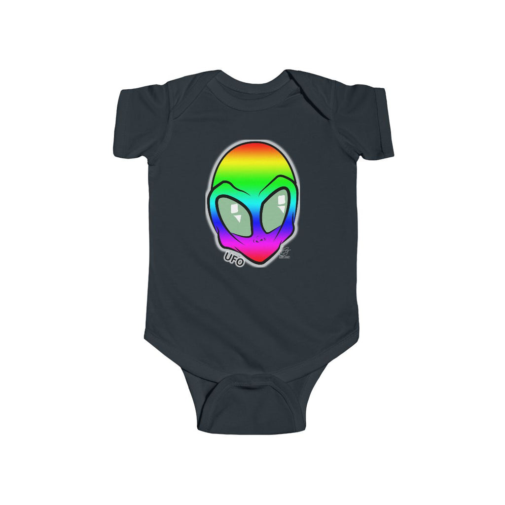 Rainbow Cute Alien Head Infant Fine Jersey Bodysuit by GT Artland