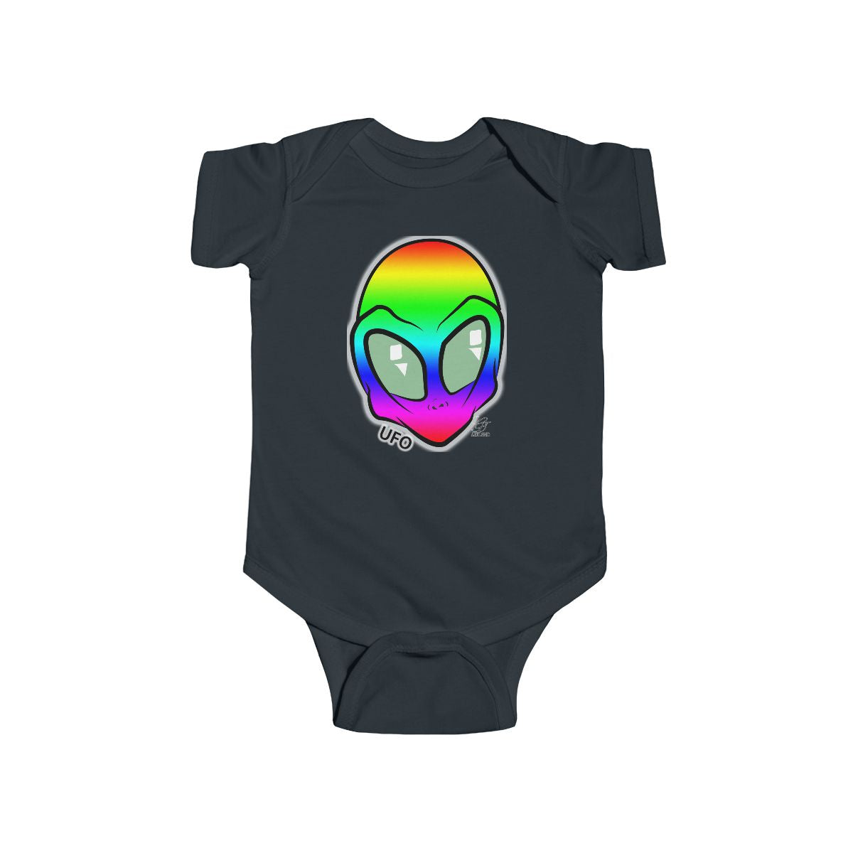Rainbow Cute Alien Head Infant Fine Jersey Bodysuit by GT Artland