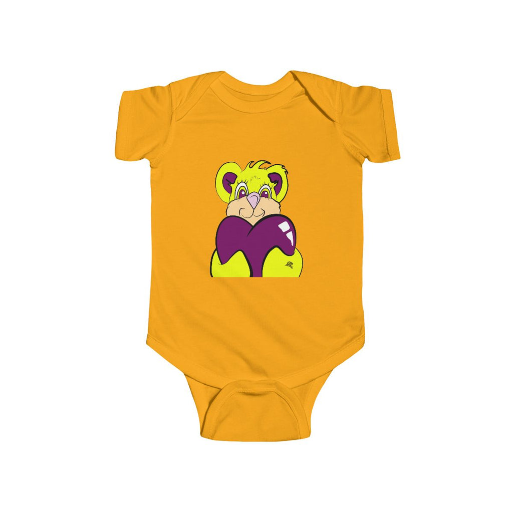 Lakerz Teddy Bear Holding Heart Infant Fine Jersey Bodysuit by GT Artland