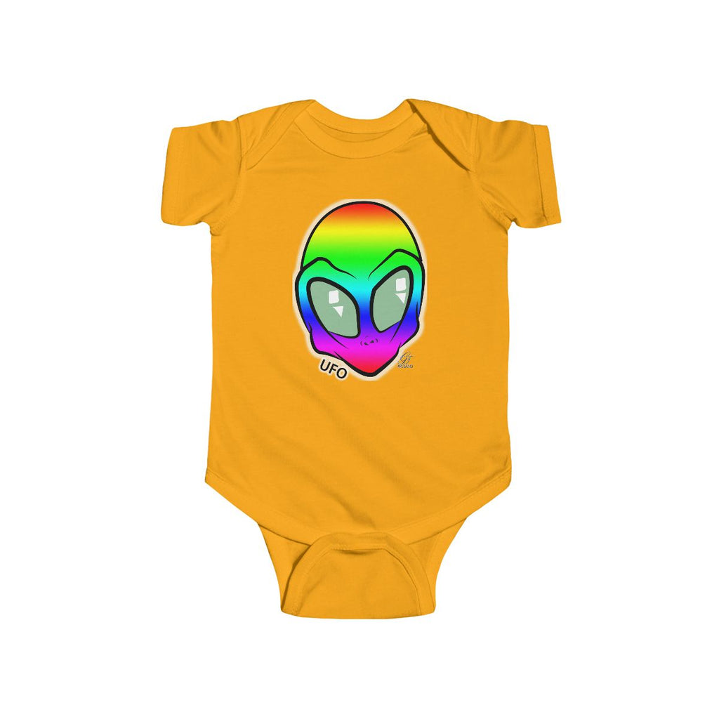 Rainbow Cute Alien Head Infant Fine Jersey Bodysuit by GT Artland