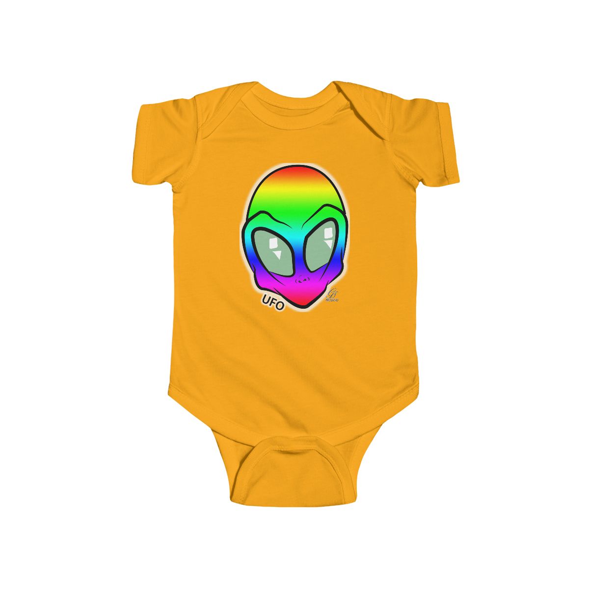 Rainbow Cute Alien Head Infant Fine Jersey Bodysuit by GT Artland