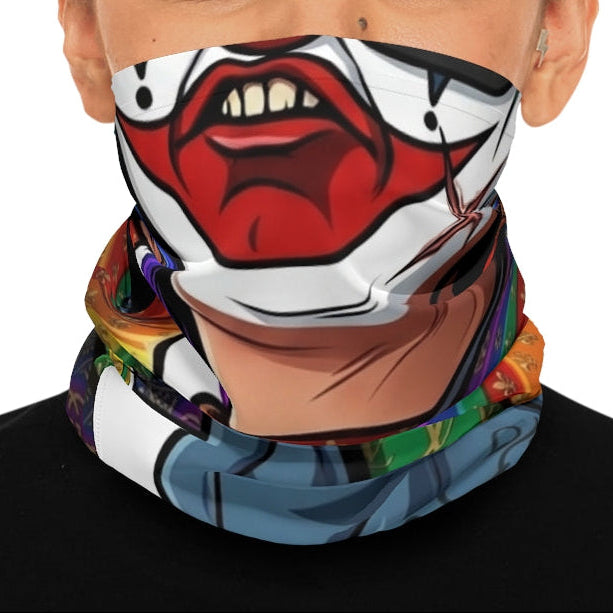 Rainbow Slasher Horror Clown Designer Lightweight Face Mask Neck Gaiter by GT Artland