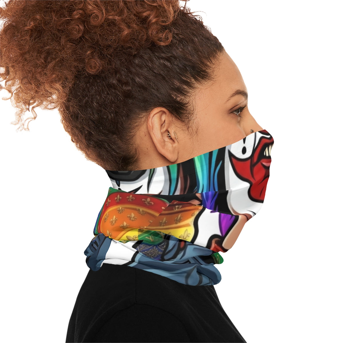 Rainbow Slasher Horror Clown Designer Lightweight Face Mask Neck Gaiter by GT Artland