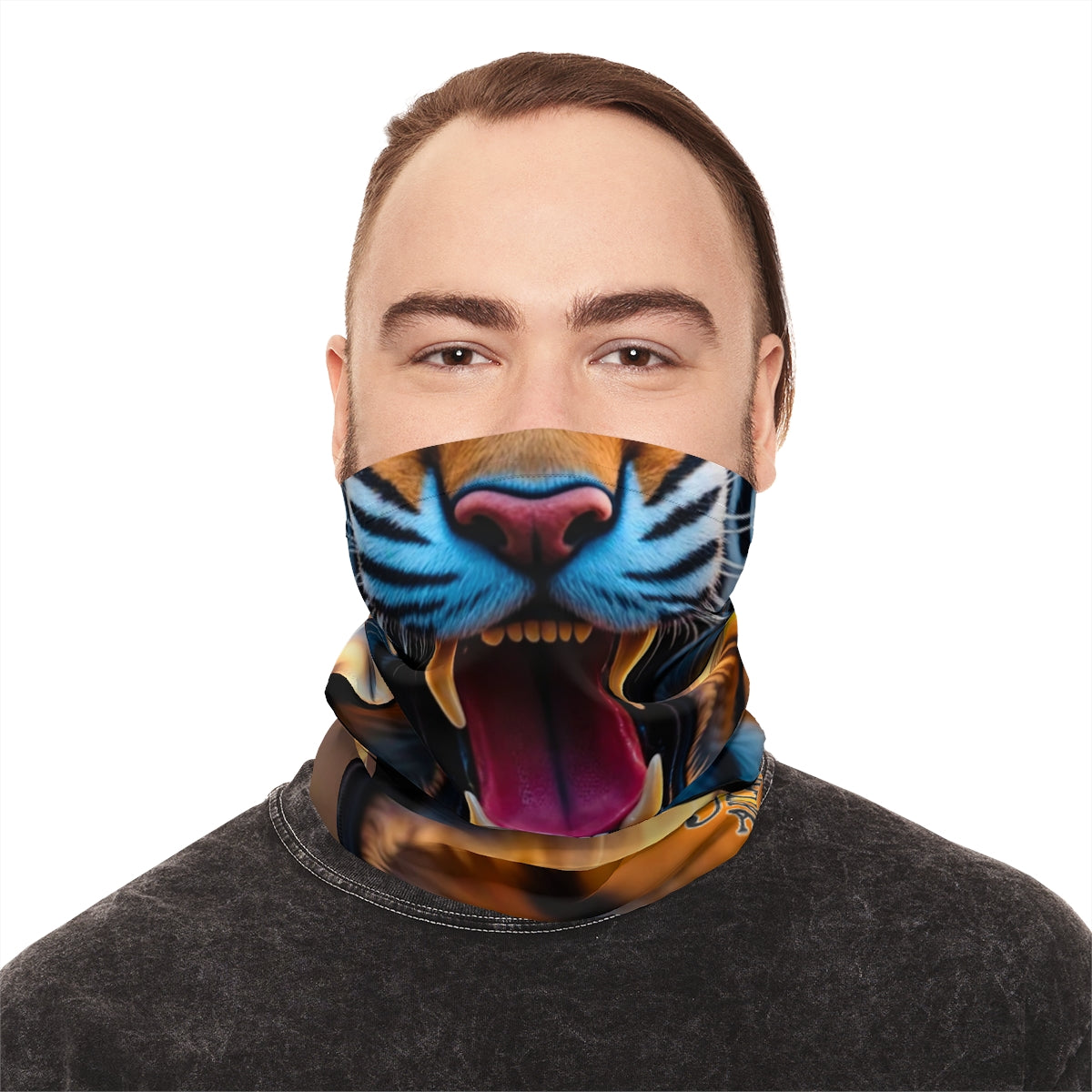 King Fire Tiger Savage Beast Designer Lightweight Face Mask Neck Gaiter by GT Artland
