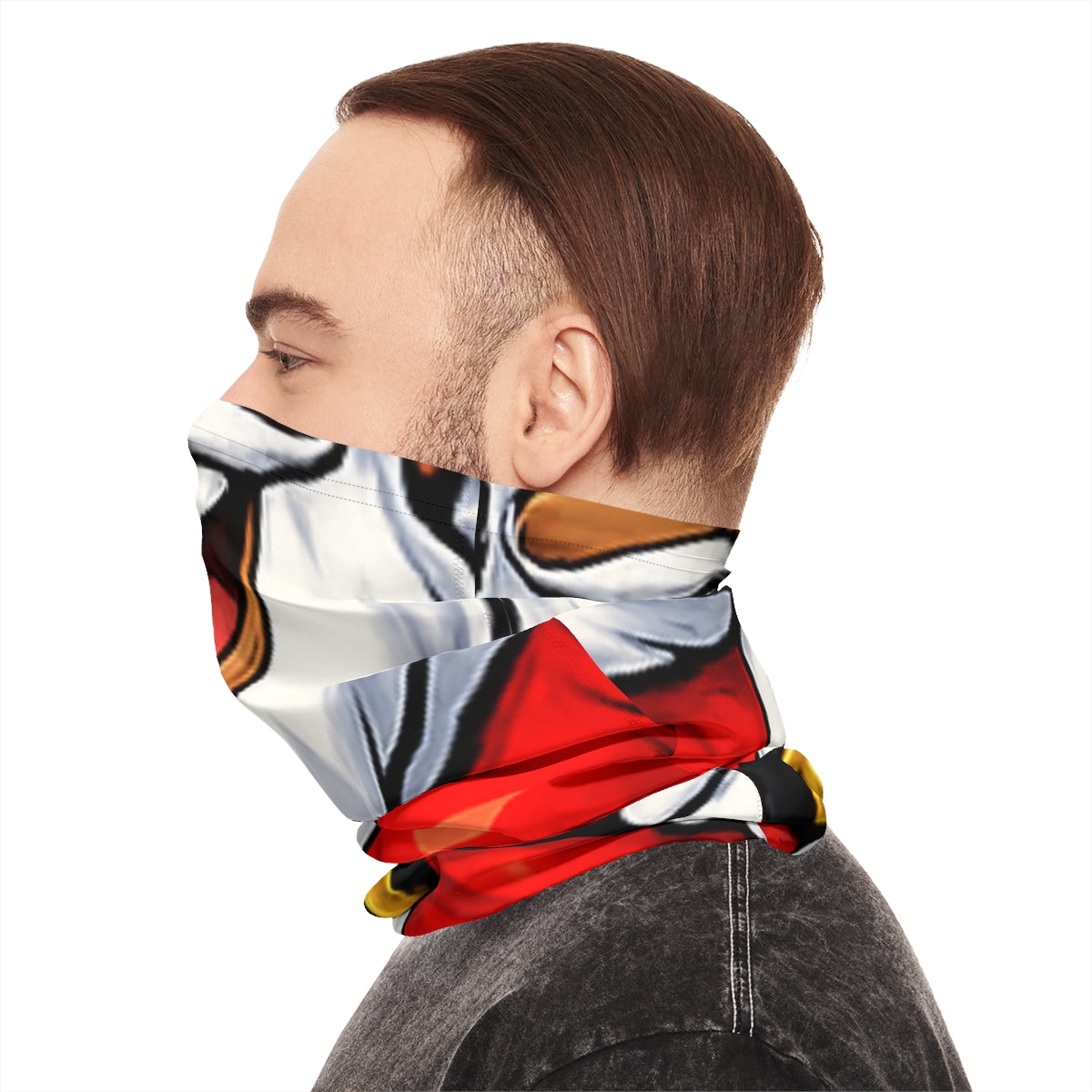 Ebony Black Santa X Mas Designer Lightweight Face Mask Neck Gaiter by GT Artland