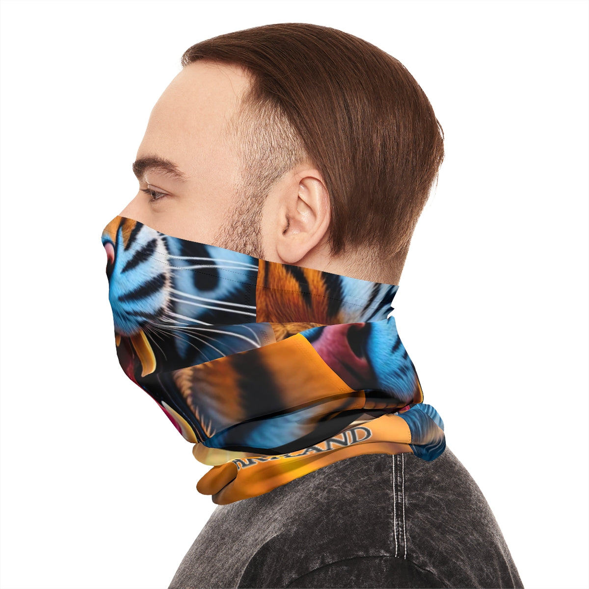 King Fire Tiger Savage Beast Designer Lightweight Face Mask Neck Gaiter by GT Artland
