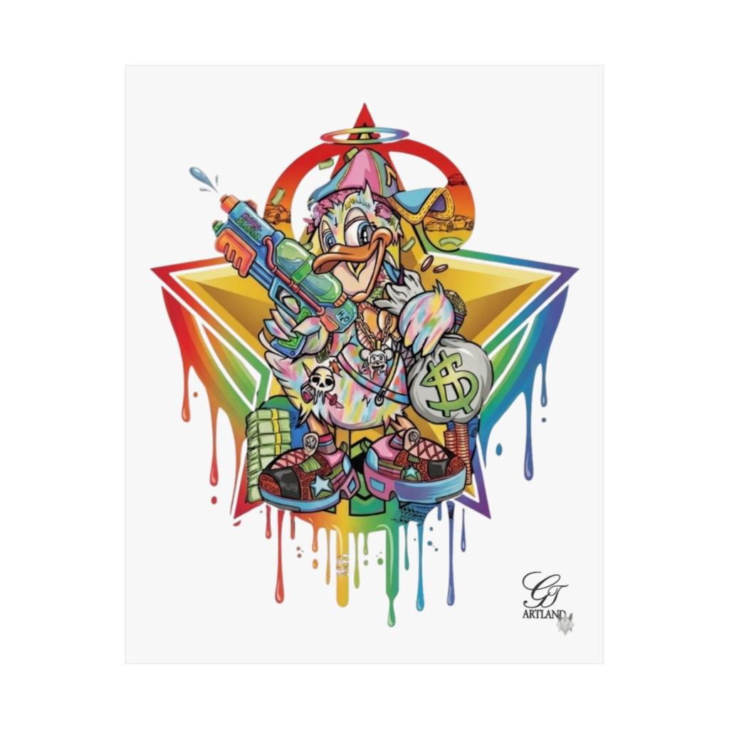 Splash Duck Designer Matte Vertical Posters by GT Artland