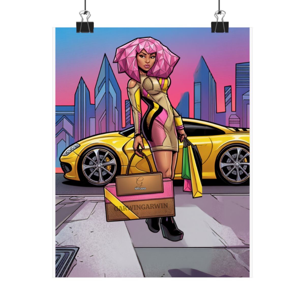 Fancy Girl Pink Hair Diva Designer Matte Vertical Posters by GT Artland