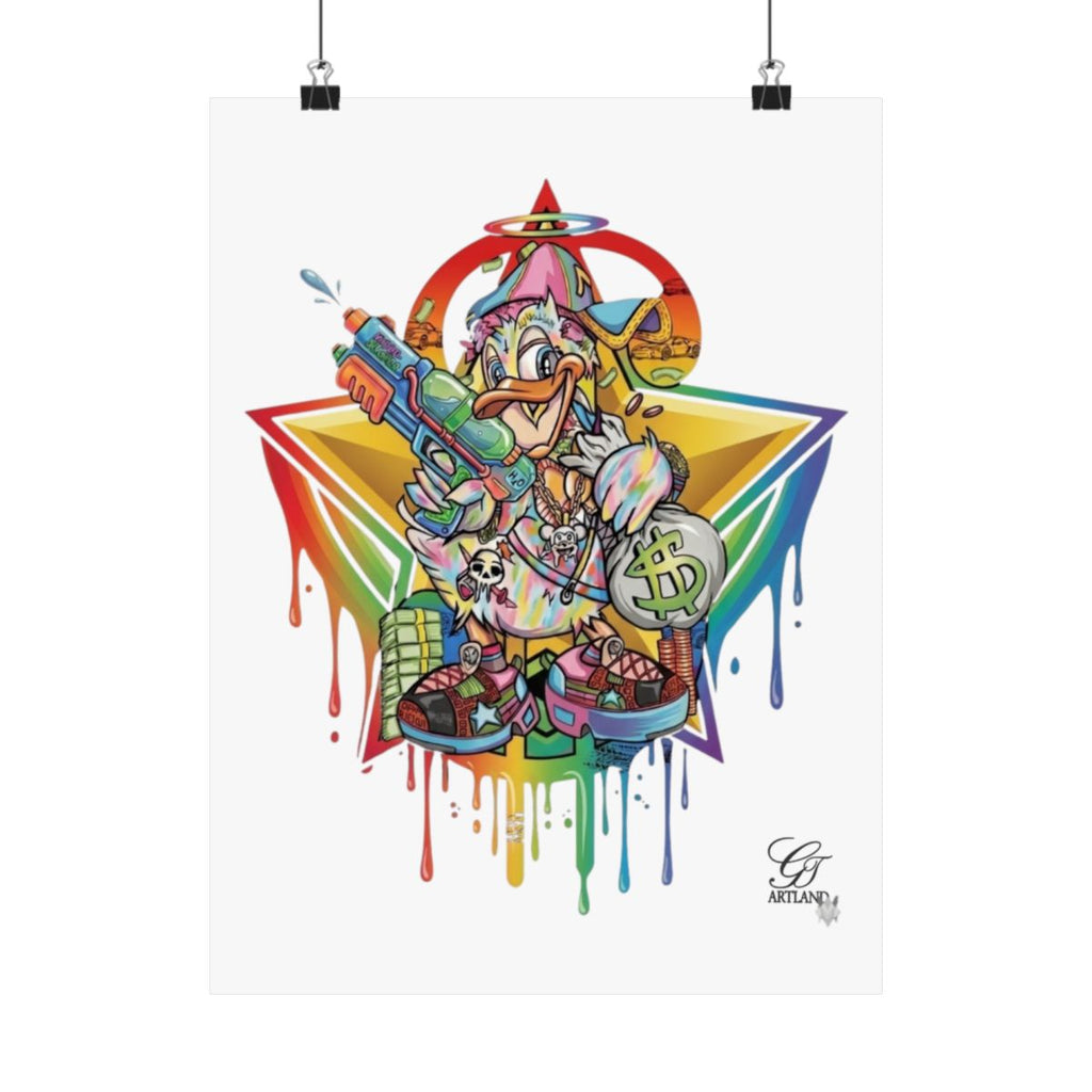 Splash Duck Designer Matte Vertical Posters by GT Artland