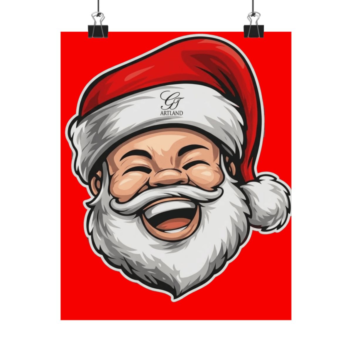 Red Drop Santa Happy LOL Smile Mr, Clause Designer Matte Vertical Posters by GT Artland
