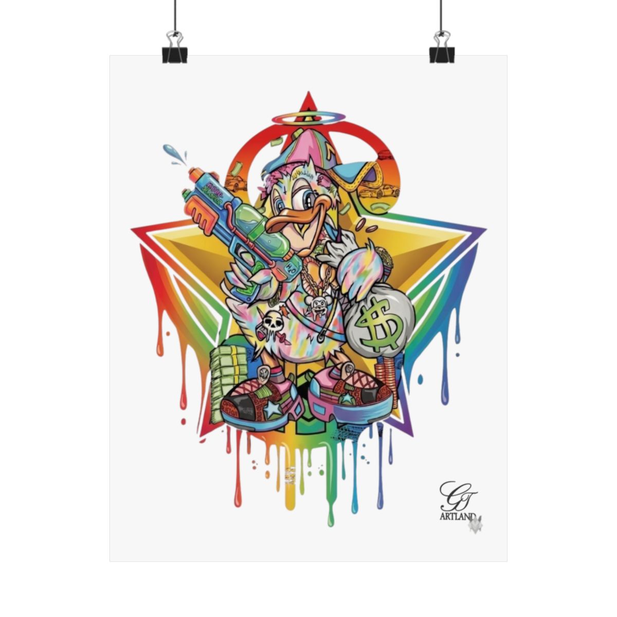 Splash Duck Designer Matte Vertical Posters by GT Artland