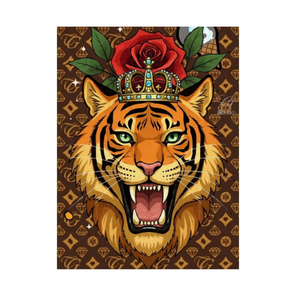 King Tiger Roses High Fashion Graffiti Designer Matte Vertical Posters by GT Artland