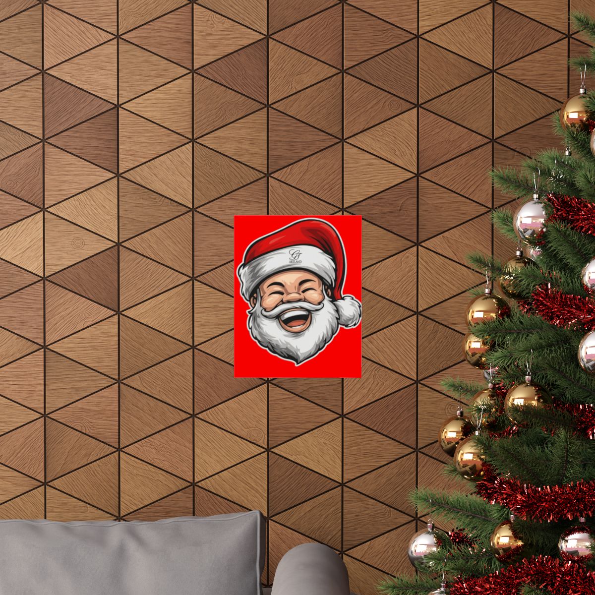 Red Drop Santa Happy LOL Smile Mr, Clause Designer Matte Vertical Posters by GT Artland