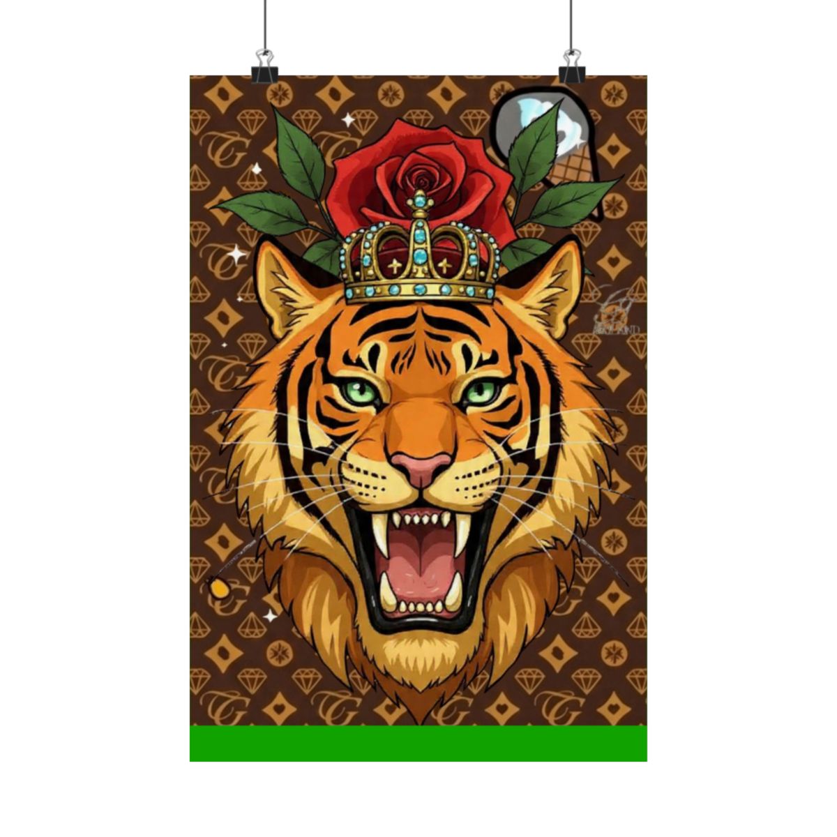 King Tiger Roses High Fashion Graffiti Designer Matte Vertical Posters by GT Artland