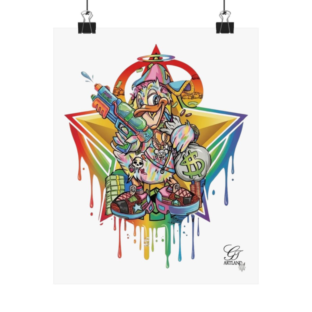 Splash Duck Designer Matte Vertical Posters by GT Artland