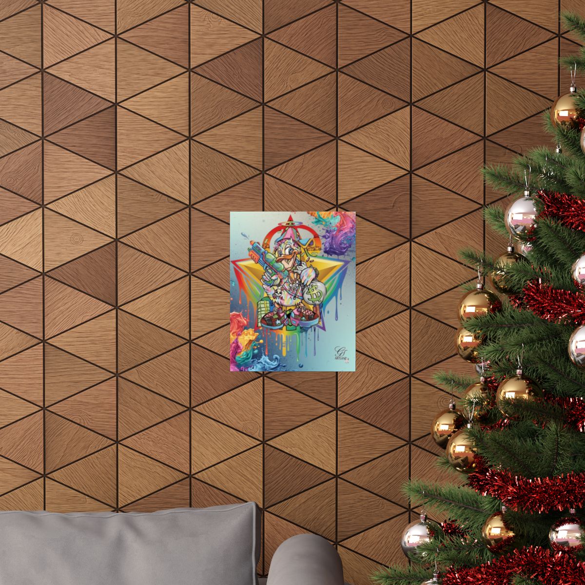 Splash Duck Rainbow Dust Designer Matte Vertical Posters by GT Artland