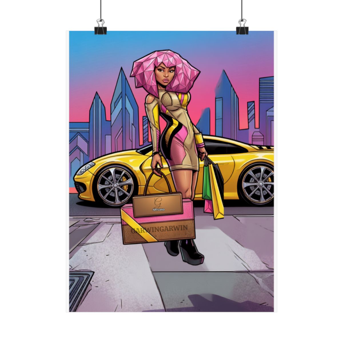 Fancy Girl Pink Hair Diva Designer Matte Vertical Posters by GT Artland