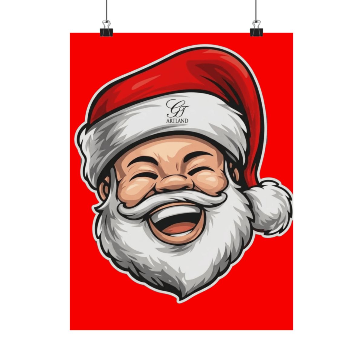 Red Drop Santa Happy LOL Smile Mr, Clause Designer Matte Vertical Posters by GT Artland