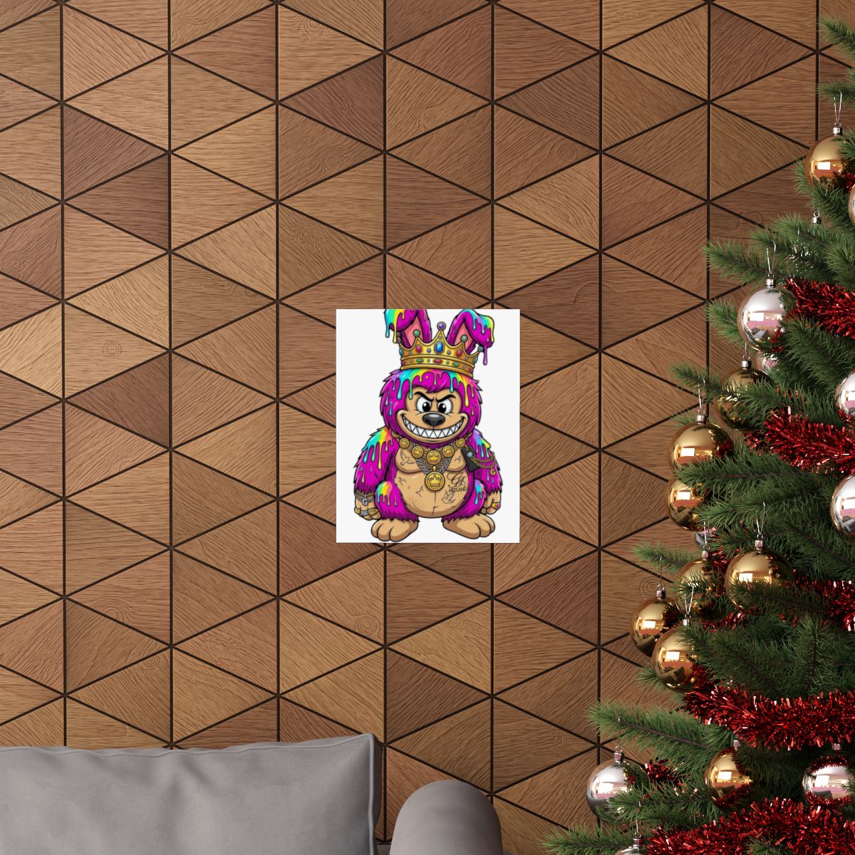 Cherry bubu Designer White BG Pink Ape Matte Vertical Posters by GT Artland